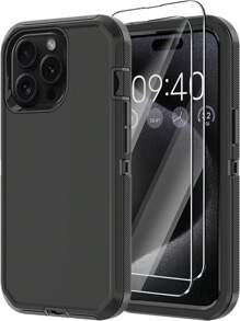 Estuche de teléfono resistente de Apple de 3 capas para protección contra golpes, con 2 protectores de pantalla