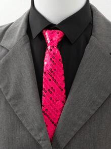 1 件女裝亮片亮色拉鍊領帶適合節慶服裝 - 玫紅色 - 查看 3