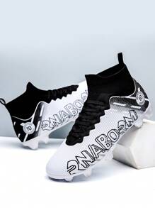 男士草皮鞋底足球鞋,防滑釘,適合專業訓練,室內/室外運動,青少年舒適地面足球運動鞋 - 白色 - 查看 2