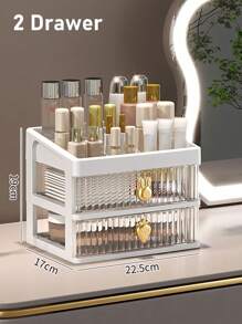 1pc 2/3/4/5 Tiers Cosmetic Display Stand, Tabletop Makeup Organizer, Drawer Type Office Desk Storage Box, Stationery Sorting Box - White - View 7