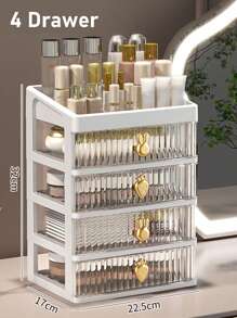 1pc 2/3/4/5 Tiers Cosmetic Display Stand, Tabletop Makeup Organizer, Drawer Type Office Desk Storage Box, Stationery Sorting Box - White - View 9