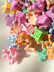 20 Piezas/paquete Clips De Garra De Cabello Coronado En Miniatura De Colores Aleatorios Enviados - Multicolor - Ver 3