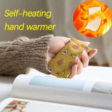 1pc Disposable Portable Cartoon Mini Instant Self Heating Hand Warmer With Adhesive Type, For Winter Use Or Outdoor Sports - Yellow - View 1