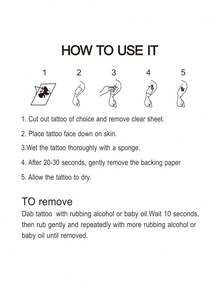 1pc Black Blessing & Prayer Series Fake Tattoo Sticker - Black - View 4