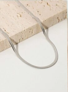 1件時尚復古不銹鋼刀片吊墜項鍊,適合女性日常穿搭 - 銀色 - 查看 4