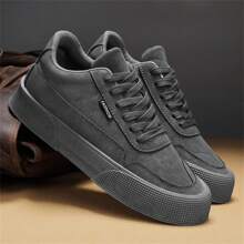 Spring And Autumn Thick Sole Round Toe Breathable Student Board Shoes Lace-Up Casual Sneakers Skate Shoes Non-Slip Work Shoes For Men