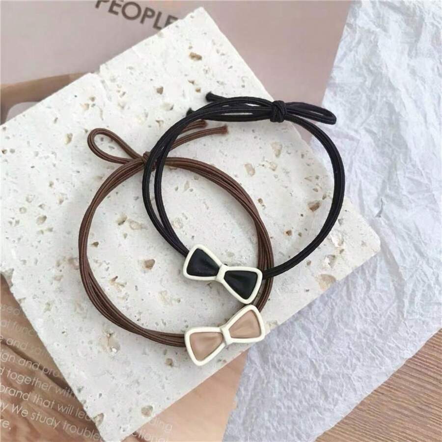 1入韓式蝴蝶結設計髮圈,簡單而優雅的金屬結髮繩適用於女孩和女士,深受摯友歡迎