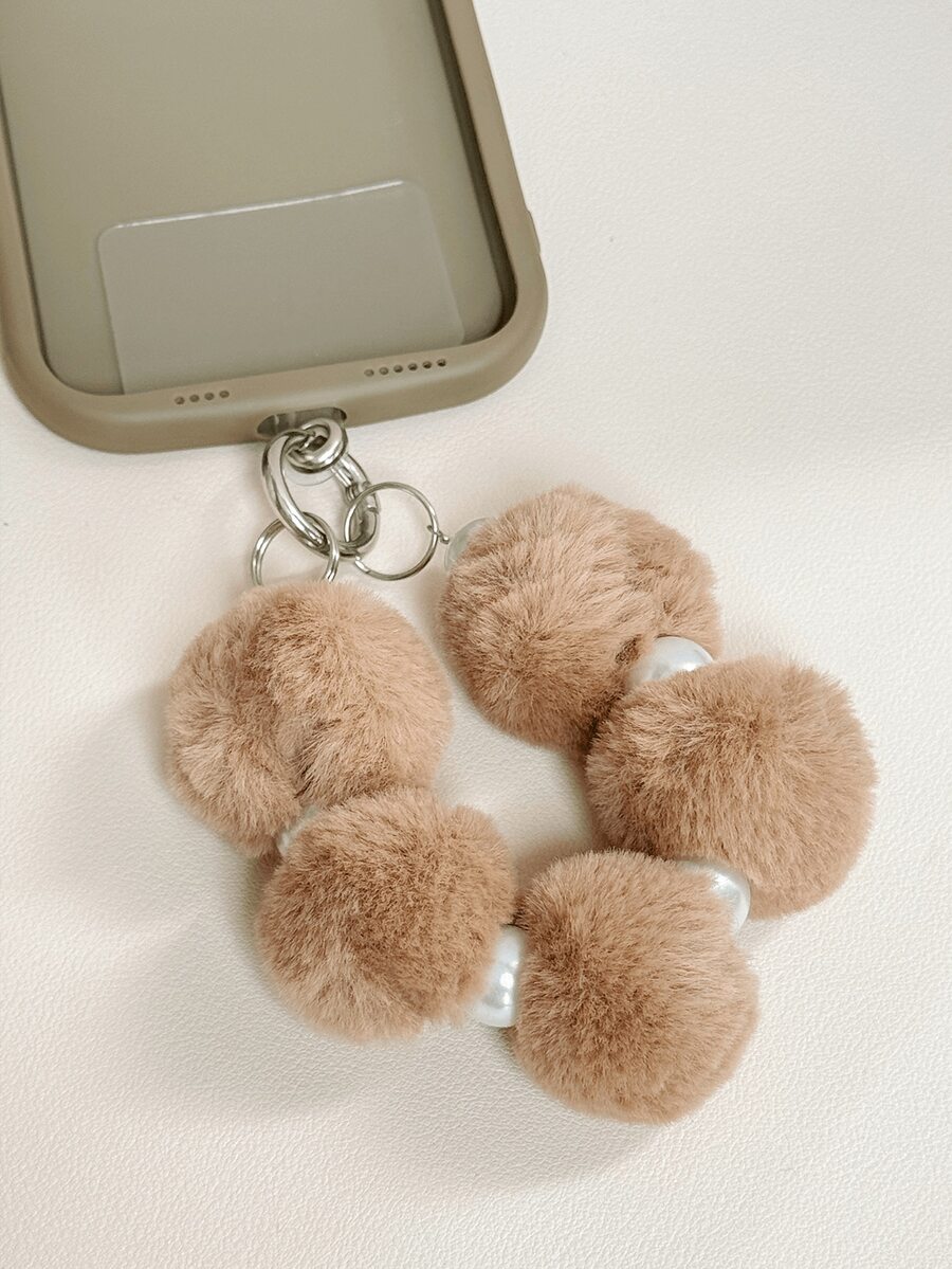 1pc Plush Lovely Beaded Bracelet With Pearls, Simple & Personalized Gradient Purple And Pink Jewelry, Suitable For Decorating Phones And Bags - Multicolor - View 1