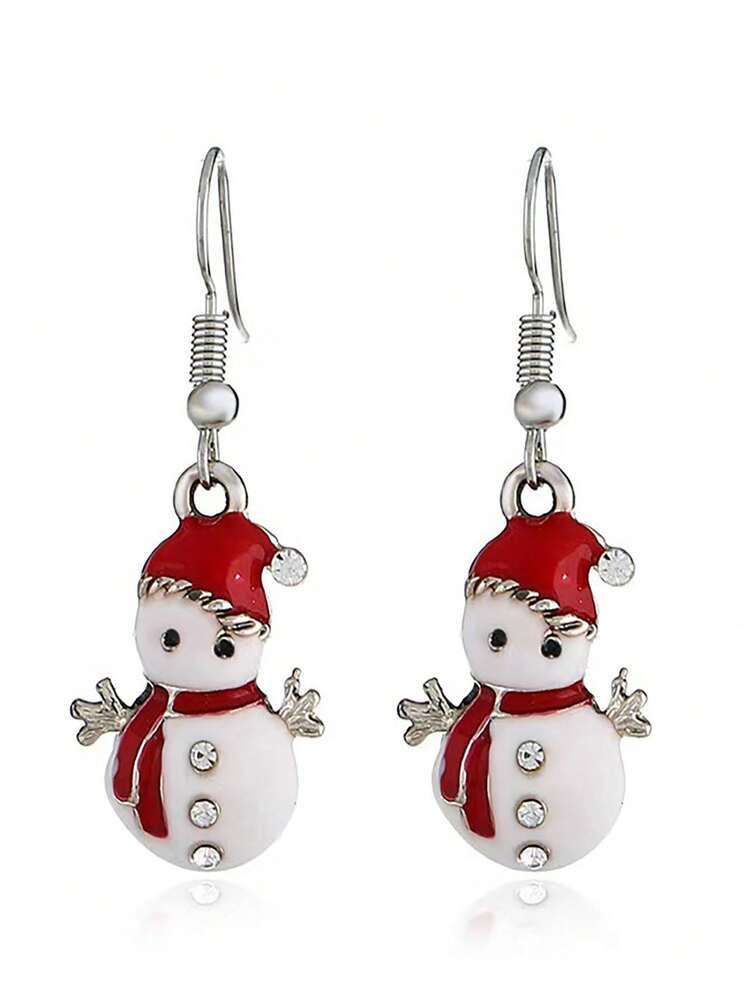 1pc クリスマス雪だるまデザインかわいい人形イヤリング