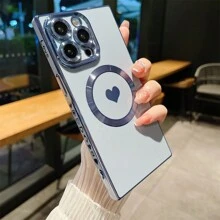 豪華鍍金方形手機殼，適用於iPhone 15 Pro Max 13 12 11 14 Plus Pro Max，支援無線充電，柔軟防震保護套 - 遠峰藍 - 查看 12