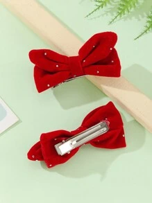 2 Miếng Cô gái Đỏ  Vải nhung Bowknot Kẹp tóc Với Pha lê Đồ trang trí Đối với Dễ thương , Đúng mốt , Giải trí , Thanh lịch , Mặc hàng ngày - Đỏ - Xem 2