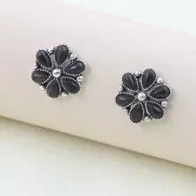 1 对老式擦洗/古董银绿松石小花耳环，适合女士波西米亚西方珠宝节日礼物情人节、妈妈、母亲、母亲节、礼物 - 小花朵耳環 - 查看 16