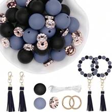 61 cái/bộ Của 15mm Phấn màu Tròn Silicone Hạt 10mm Pha lê Spacer Hạt Với Nylon Cord Tua Cao su silicon Trang trí Hạt , Đối với DIY Vòng tay Đồ trang trí Ba lô Vật rủ xuống Mặt dây chuyền chìa khóa Chuỗi Nhiều loại Trang trí Phụ kiện Đến Mặc Phụ kiện trang sức - Nhiều màu - Xem 2