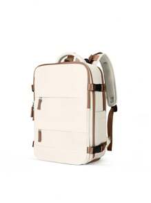 Mochila De Viaje Para Mujer, Mochila Para Computadora De Gran Capacidad, Bolsa De Equipaje Ligera Para Viajes De Negocios A Corta Distancia, Adecuada Para Abordar - Beis - Ver 6