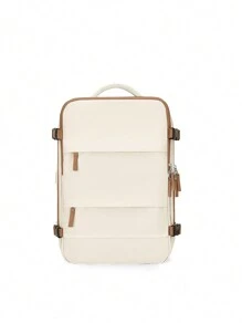Mochila De Viaje Para Mujer, Mochila Para Computadora De Gran Capacidad, Bolsa De Equipaje Ligera Para Viajes De Negocios A Corta Distancia, Adecuada Para Abordar - Beis - Ver 5