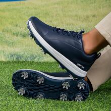 Spiked Black Golf Shoes - Blue - View 3