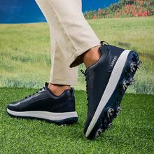Spiked Black Golf Shoes - Blue - View 4