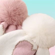 1pc Kid's Beanie Hat With Gold Threaded Heart Design And Single Pom Pom For Warmth And Festive Cheer - Red - View 5