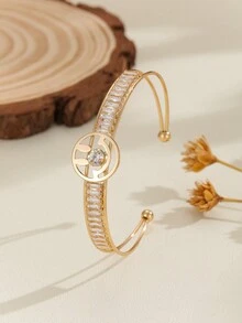 1 Miếng Châu Âu & Châu Mỹ Phong cách Sang trọng Hình học Khối Zirconia  Mở Vòng tay , Cá nhân hóa , Linh hoạt , Mới lạ , Tối giản , Cao-kết thúc Đồ trang sức Đối với Của phụ nữ Mặc hàng ngày - Vàng - Xem 3