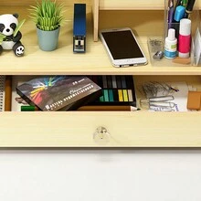 1 件多功能大容量桌面 Diy 筆架收納盒適用於辦公和文具、學生書桌收納盒 - 米色 - 查看 4