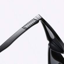 1 Pair Classic Retro Square Fashion Glasses, Designer Brand, Suitable For Driving, Fishing, Cycling, Sports, Travel, Black Or Ice Blue Frame With Mercury Lens - Black - View 6