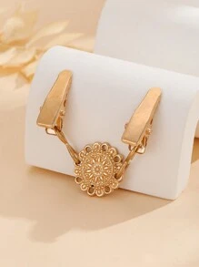 1件女士金屬色花卉設計時尚毛衣夾,可調節針織衣卡扣,適合日常、休閒、戶外、禮品贈送等場合 - 金色 - 查看 3