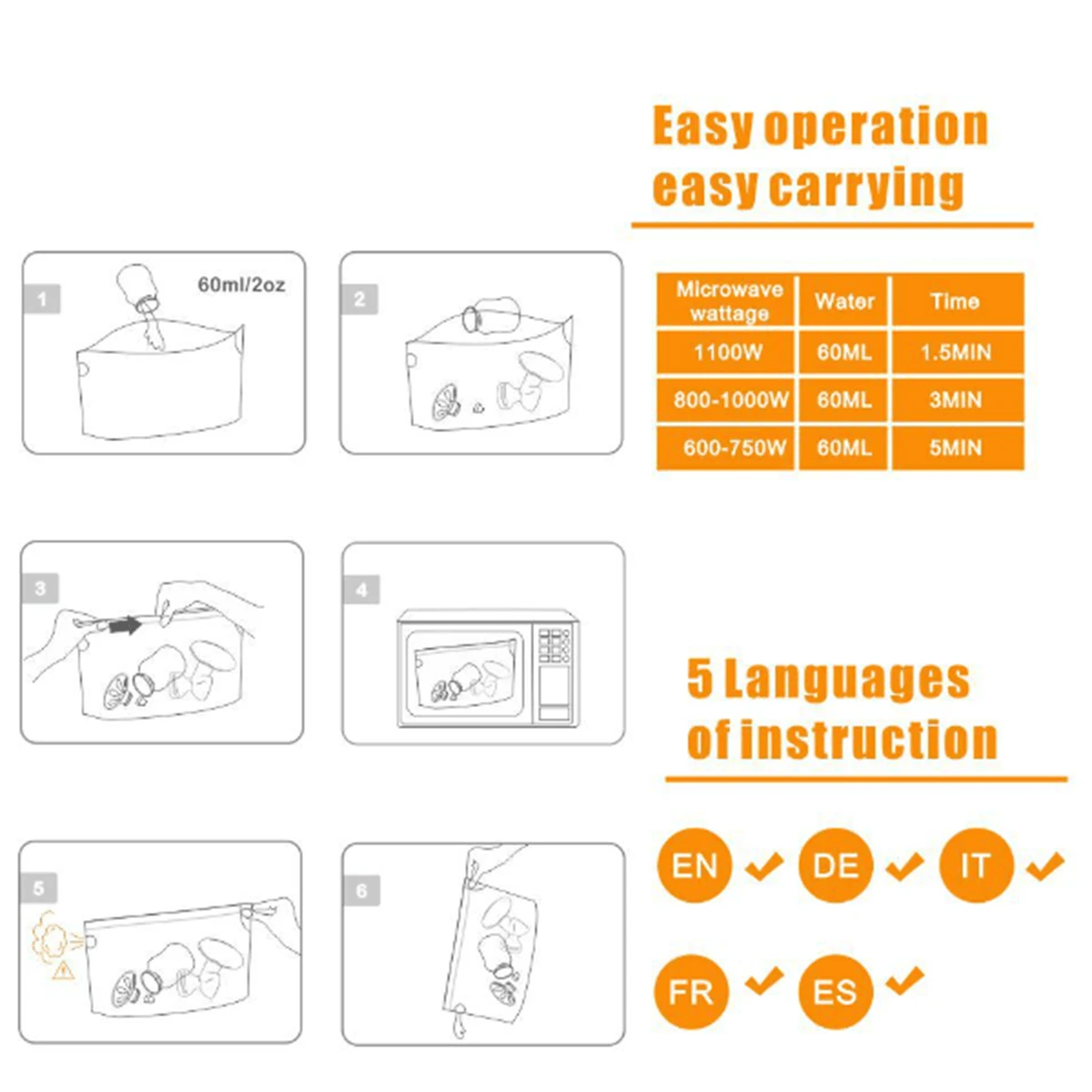 1pc Baby Bottle Microwave Steam Sterilizer Bag, Can Be Used To Steam