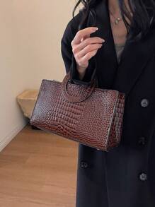 New Stylish Versatile Elegant Vintage Round Tote/Shoulder Bag - Coffee Brown - View 4