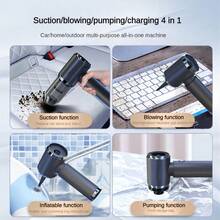 1入組多功能吸塵器套件,可用於清潔牆裂縫、櫥窗、床單、汽車座椅、氣球充氣,以及吹走桌子、鍵盤、頭髮上的灰塵,適用於家庭和辦公室使用,配有各種配件,非常易於使用 - 黑色 - 查看 4