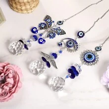 1 件引人注目的捕夢網,帶有水晶棱鏡球,適用於窗戶懸掛裝飾或太陽捕手,藍眼設計,彩虹製造商,適合家居、花園裝飾和精美的工藝禮品 - 藍色 - 查看 4