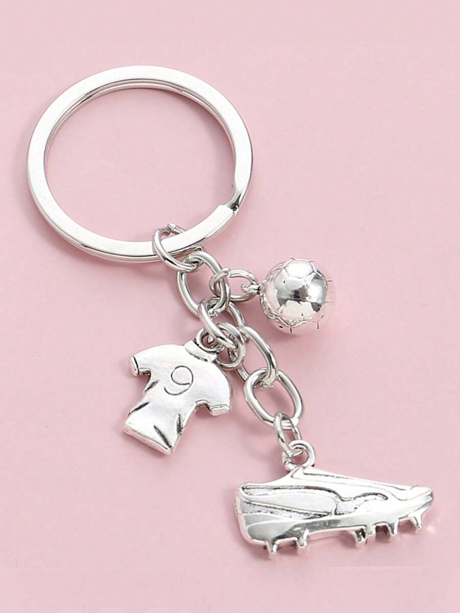 Football Keychain Footwear Keychain Personalized Football Keyring Athlete Souvenir Keychain - White - View 1