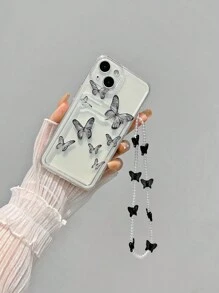 Sequins With Phone Charm Simple Anti-Shock Protective Case - Multicolor - View 1
