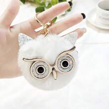 1入人造毛球包裝吊飾,無接觸式鑰匙扣卡套 - 白色 - 查看 1