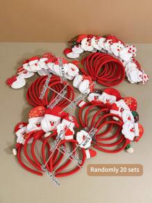Random 20pcs Christmas Santa Claus Headband - Lovely Cartoon Hair Accessories For Kids - Multicolor - View 2