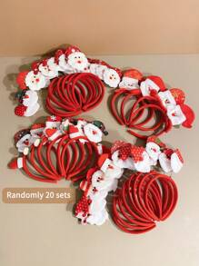 Random 20pcs Christmas Santa Claus Headband - Lovely Cartoon Hair Accessories For Kids - Multicolor - View 7