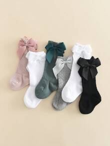 6雙幼兒女孩膝上高筒襪,帶有蝴蝶和空心裝飾 - 彩色 - 查看 1