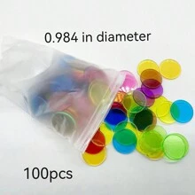 100pcs Clear Round Counting Chips In 10 Colors With 25mm Thick Polybag Packaging For Early Education Math Enlightenment Teaching Aids - Multicolor - View 7