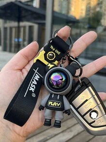 2pcs/set Ladies' Cool Gradient Color Plush Teddy Bear & Lightning Bolt Shaped Keychain, Car Keyring, Fashionable Key Chain Accessory For Couples' Daily Clothing Match - Multicolor - View 7