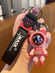 2pcs/set Ladies' Cool Gradient Color Plush Teddy Bear & Lightning Bolt Shaped Keychain, Car Keyring, Fashionable Key Chain Accessory For Couples' Daily Clothing Match - Multicolor - View 4