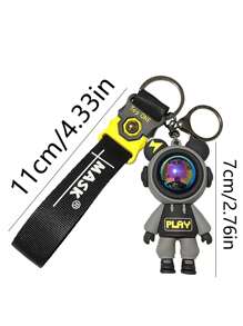 2pcs/set Ladies' Cool Gradient Color Plush Teddy Bear & Lightning Bolt Shaped Keychain, Car Keyring, Fashionable Key Chain Accessory For Couples' Daily Clothing Match - Multicolor - View 5