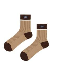 5 Pairs Men's Striped Color Block Print Brown Mid-Calf Socks, Color Block Sports Mid-Calf Socks, Color Block Ankle Socks, Sports Socks, Casual Socks Suitable For Daily Wear - Coffee Brown - View 4