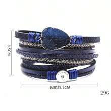 1 件女士心形水鑽和皮革長手鍊,送給女性和母親的絕佳禮物 - 彩色 - 查看 9