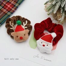 1 件女士毛绒驯鹿球发带，蝴蝶结发带，非常适合圣诞节装扮和服装 - 棕色 - 查看 4