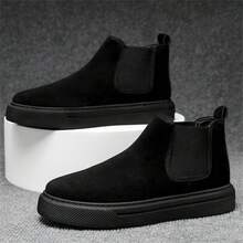 秋冬高筒踝靴,時尚休閒男鞋 - 黑色 - 查看 2