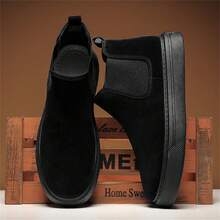 秋冬高筒踝靴,時尚休閒男鞋 - 黑色 - 查看 5