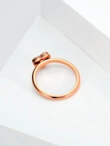 MONALLY 18k電鍍1件豪華時尚可愛的心形戒指,不鏽鋼珠寶,感恩節媽媽/老師禮物西方風格 - 玫瑰金 - 查看 3