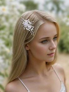 手工製作帶有珍珠裝飾的新娘髮梳,適合婚禮派對女士髮飾,伴娘髮夾