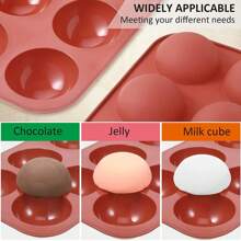 1入組8個半圓球形蛋糕、肥皂、果凍、布丁、巧克力diy矽膠模具 - 8孔 - 查看 6