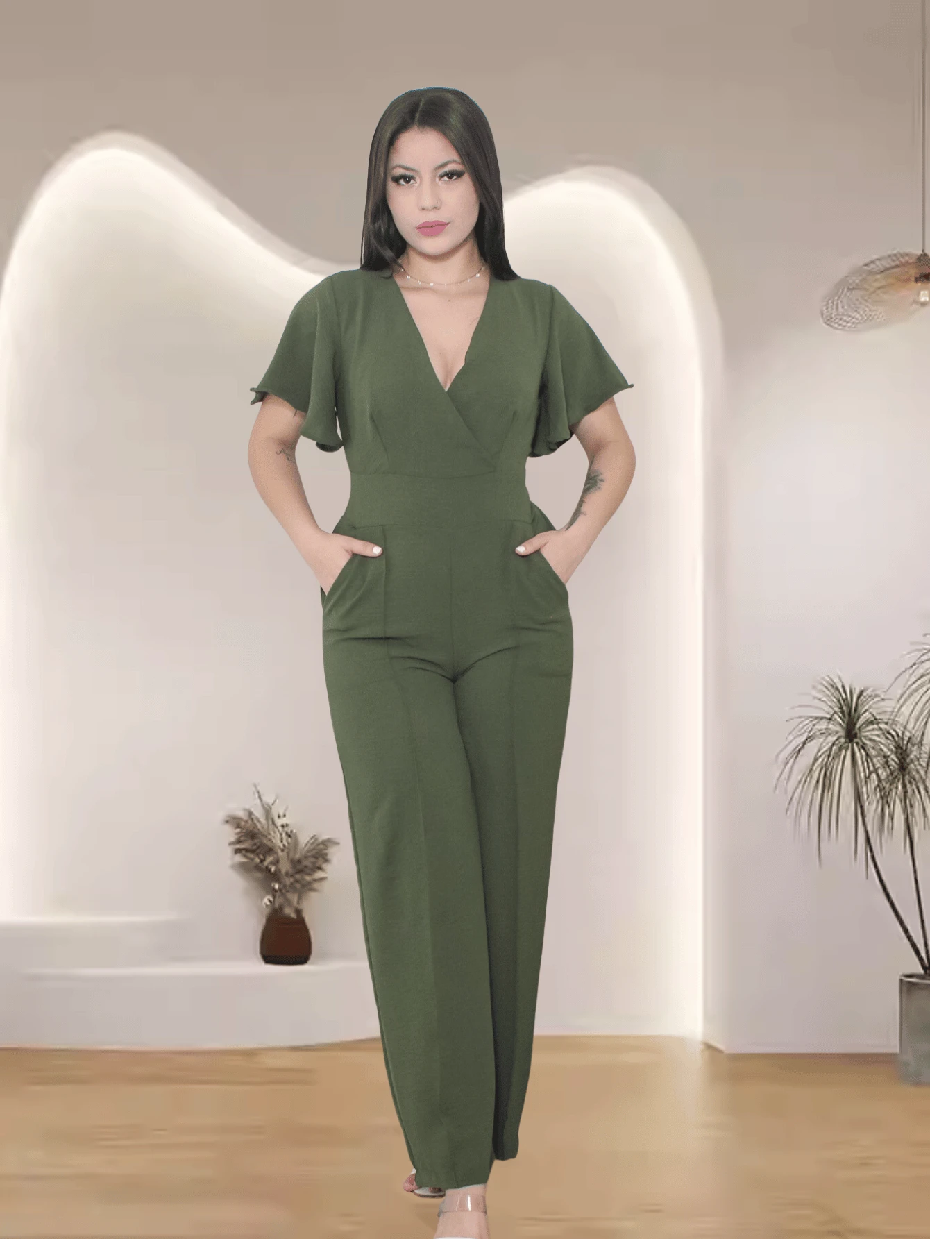 Women Jumpsuits - Army Green - View 1