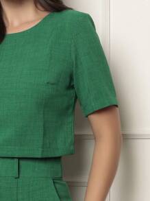 Women Two-piece Outfits - Dark Green - View 5